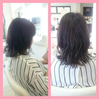 ミディアム カラー キンジョウ エナミのヘアスタイル