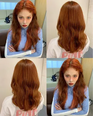 セミロング カラー 🍓韓国ヘア レイヤ ーカット🍓笠原 葵のヘアスタイル