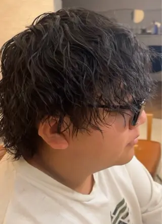 ショート パーマ メンズ BLUE       hair＆Life所属・メンズ特化 山崎  蓮のヘアスタイル