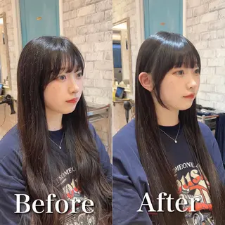 ロング パーマ モテ前髪 タゴメ シンヤのヘアスタイル