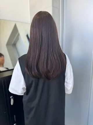 セミロング カラー パーマ ヘアアレンジ 透明感/オリーブ/ グレージュ/YUKAのヘアスタイル