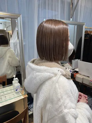 ミディアム カラー 切りっぱなしボブ ソノキユウカのヘアスタイル