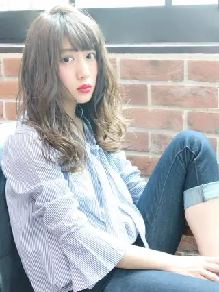 セミロング カラー パーマ 🤲ヘッドスパ🤲 たにぐちあつし🤲のヘアスタイル