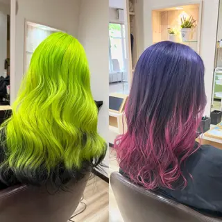 ミディアム カラー 🌈派手髪ハイトーン 🌈鈴木亮太🌈のヘアスタイル