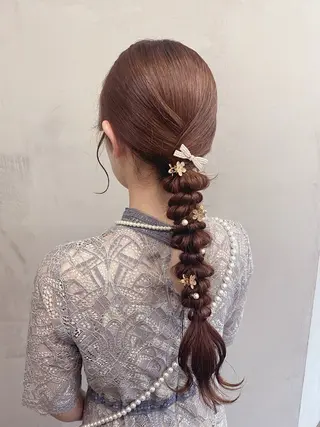 ロング ヘアアレンジ ななみ/博多/ ブリーチ/ハイトーンのヘアスタイル