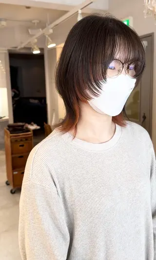 ミディアム カラー パーマ ヘアアレンジ メンズ キッズ ネイル マツエク・マツパ アイブロウ 🦕ウルフカット 🦕ａｋｉｈｏのヘアスタイル