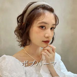 ミディアム パーマ ボブ/巻ける縮毛矯正 /韓国レイヤーはなのヘアスタイル