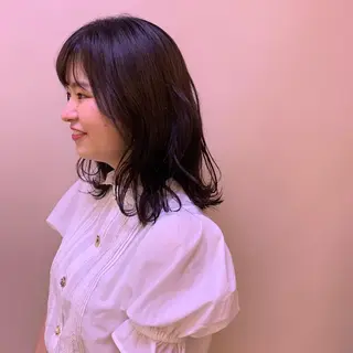 セミロング カラー 似合わせカットカラー ♡佐藤捺美のヘアスタイル