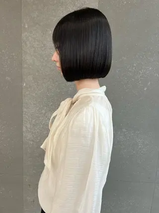 ショート カラー ボブ×縮毛矯正× 髪質改善/三ツ木一生のヘアスタイル