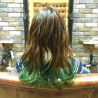 セミロング カラー olga所属・松尾謙佑【ハイライト LEDエクステ】のヘアスタイル