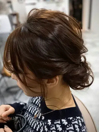 セミロング ヘアアレンジ ヘアセット/中洲 Akaneのヘアスタイル