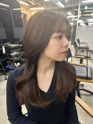 ロング 女性らしいモテヘア 韓国ヘアhikariのヘアスタイル