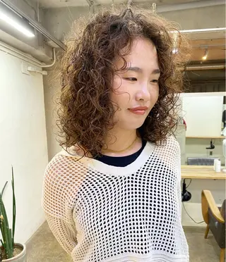 ミディアム パーマ 下北沢 soiのヘアスタイル