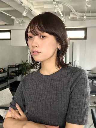 ミディアム カラー 結べるくびれボブ/透 明感カラーtaigaのヘアスタイル