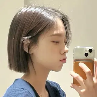 ショート カラー 山崎/ボブ縮毛矯正 レイヤー髪質改善のヘアスタイル