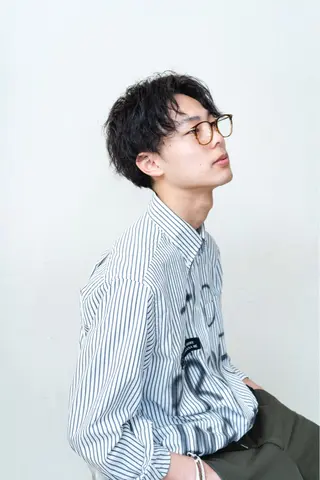 ミディアム パーマ メンズ 河津 しおりのヘアスタイル