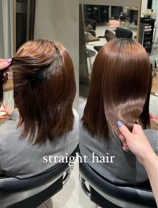 ミディアム パーマ ツヤ髪/韓国ヘア 💎Nokaのヘアスタイル