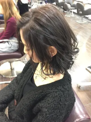 ミディアム カラー パーマ 高橋 隆一のヘアスタイル