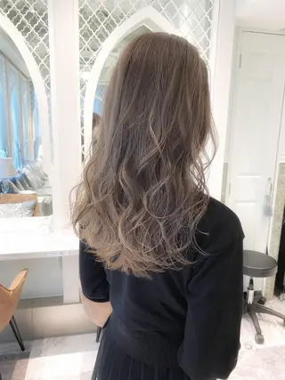 セミロング ブリーチなしダブル カラー縮毛矯正　下野のヘアスタイル
