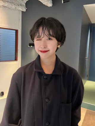 ショート カラー パーマ ヘアアレンジ メンズ キッズ デザインカラー 原宿/キシタのヘアスタイル