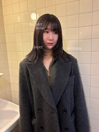 セミロング カラー 韓国ボブ＆顔まわり レイヤー♡TOMOEのヘアスタイル