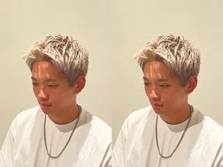 カラー メンズ 夏向/ハイトーン /パーマのヘアスタイル