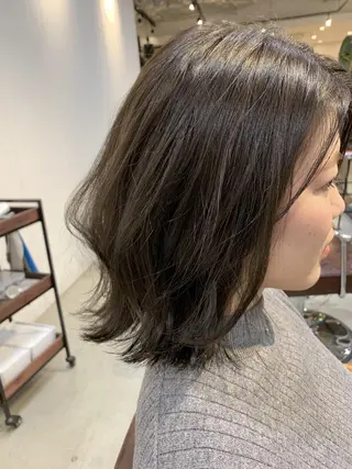 ミディアム カラー パーマ ヘアアレンジ メンズ キッズ ネイル マツエク・マツパ 中津No.1髪質改善 店長✨透ける暗髪のヘアスタイル