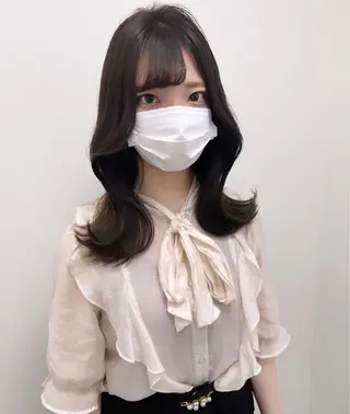 ミディアム rina／ベージュ ワンホン/韓国ヘアのヘアスタイル