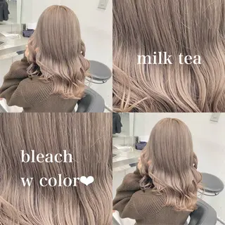 セミロング カラー NAMI🤎ブラウン &ミルクティー🤍のヘアスタイル