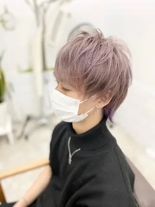 ショート カラー メンズ ハイライト&曲がる 縮毛矯正特化 玉置のヘアスタイル