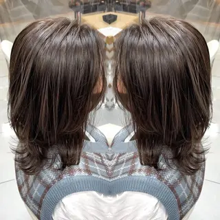 ミディアム カラー 縮毛/レイヤー 韓国/橋口のヘアスタイル