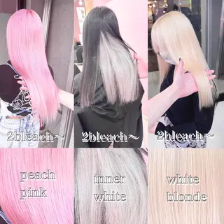 セミロング カラー ❄️💛エクステ ブリーチ❄️yukiのヘアスタイル