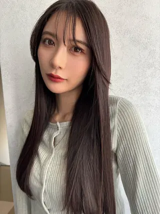 ロング カラー 韓国ヘア×髪質改善 縮毛矯正のヘアスタイル