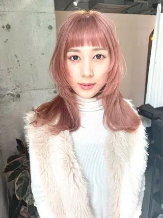 セミロング カラー ヘアアレンジ lani 天神大名/ブリーチのヘアスタイル