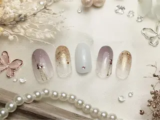 ミディアム ネイルPetit Ribbonのネイルデザイン