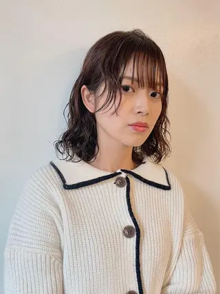ミディアム パーマ h a k u 大倉 卓人のヘアスタイル