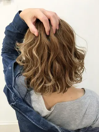 ミディアム カラー ヘアアレンジ リリー /Men's/パーマのヘアスタイル