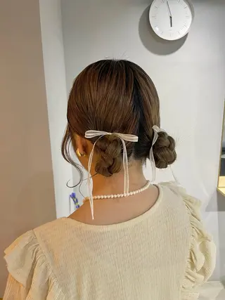 ミディアム ヘアアレンジ 【arc】Ruri コテ巻き風パーマのヘアスタイル