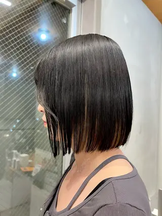 ミディアム カラー ニュアンスパーマ/ ハイトーン/毛流れのヘアスタイル