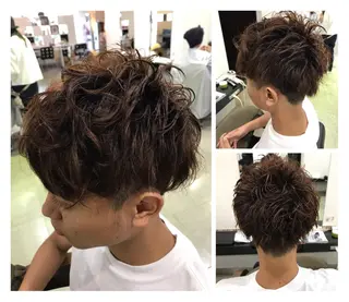 ショート カラー パーマ ヘアアレンジ メンズ DISCOHAIRsanc（ルジャルダン町田）所属・烏山 達也のヘアスタイル