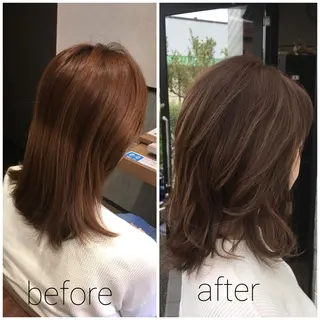 セミロング カラー ビヨウシツトリコ よねたにみなのヘアスタイル