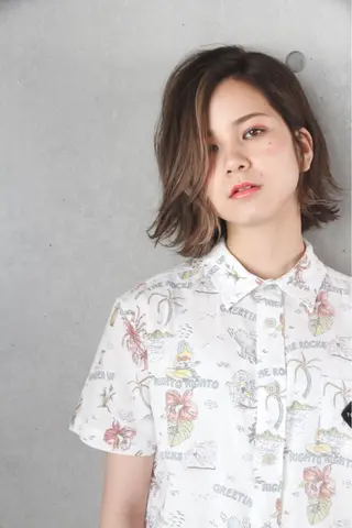 ミディアム カラー ボブ/ショート/ 白髪染め/メンズ葛西のヘアスタイル