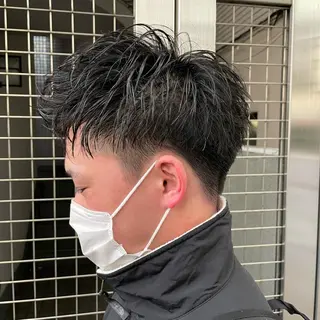 ショート メンズ アイブロウ 【メンズ縮毛矯正】 田中秀斗のヘアスタイル