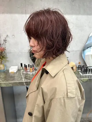 ショート カラー パーマ 透け感カラー 🌱いわさきのヘアスタイル