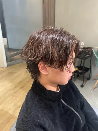 パーマ 川副史晶/シャドウ 波巻き/メンズパーマのヘアスタイル