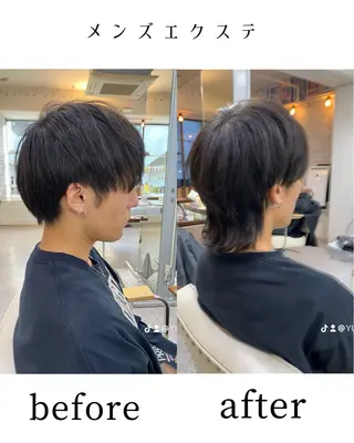 ショート メンズ レイヤーウルフ エクステ磯部のヘアスタイル