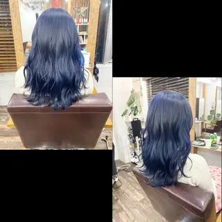 セミロング カラー ✯カラー&編み込み エクステ✯池田智博✯のヘアスタイル