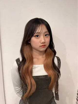 ロング カラー キッズ 望愛/レイヤー/ハイ トーン/デザインのヘアスタイル