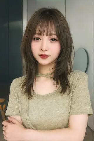 ミディアム レイヤーカット× ハイトーン👾はちすのヘアスタイル