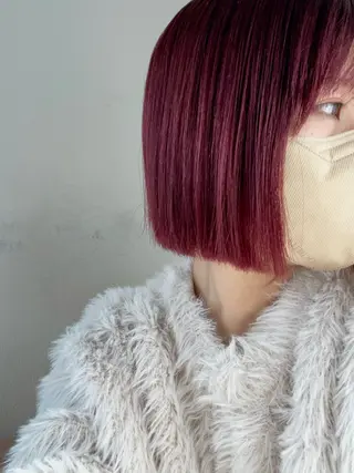 ミディアム カラー ヘアアレンジ 🎈ブリーチなし暖色 カラー/レッド/ゆいのヘアスタイル
